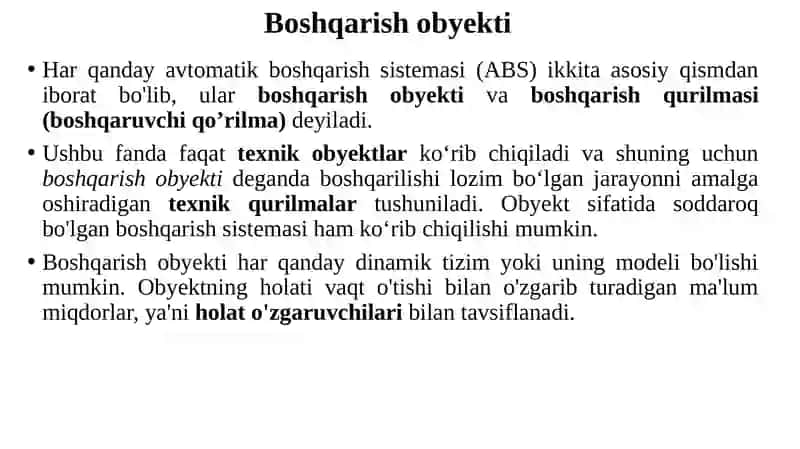 Ma’ruza 1: Chiziqli tizimlarning rostlash sifatini bahola sh usullari 4
