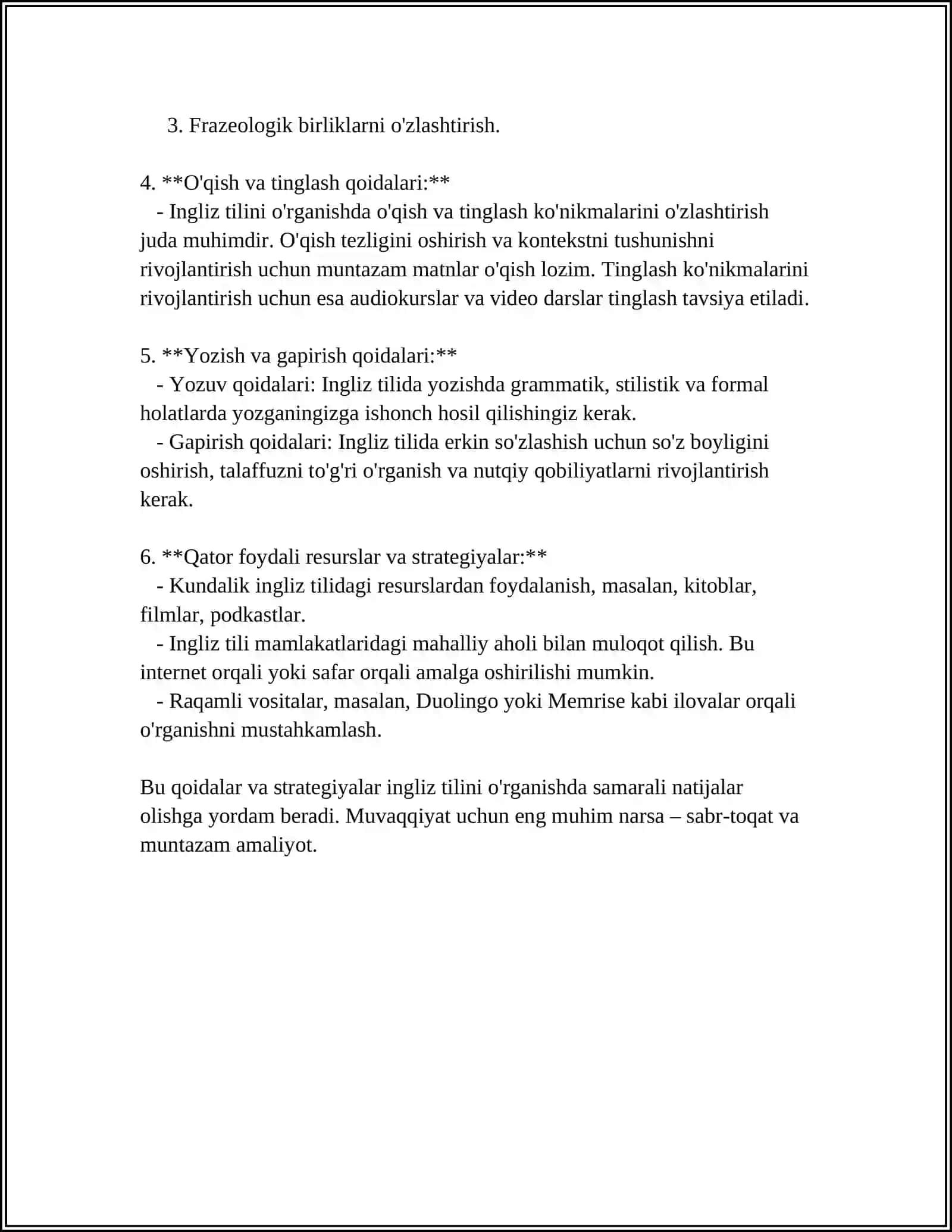 INGLIZ TILIDAN MUSTAQIL ISH ERKIN MAVZUDA 4