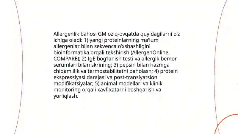 Genetik modifikatsiyalangan organizmlar asosida tayyorlangan oziq-ovqat mahsulotlarining havfsizligi 4