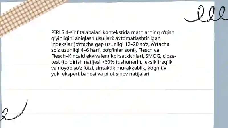 PIRLS talabalari asosida matnlarni tanlash va tahlil qilish 4