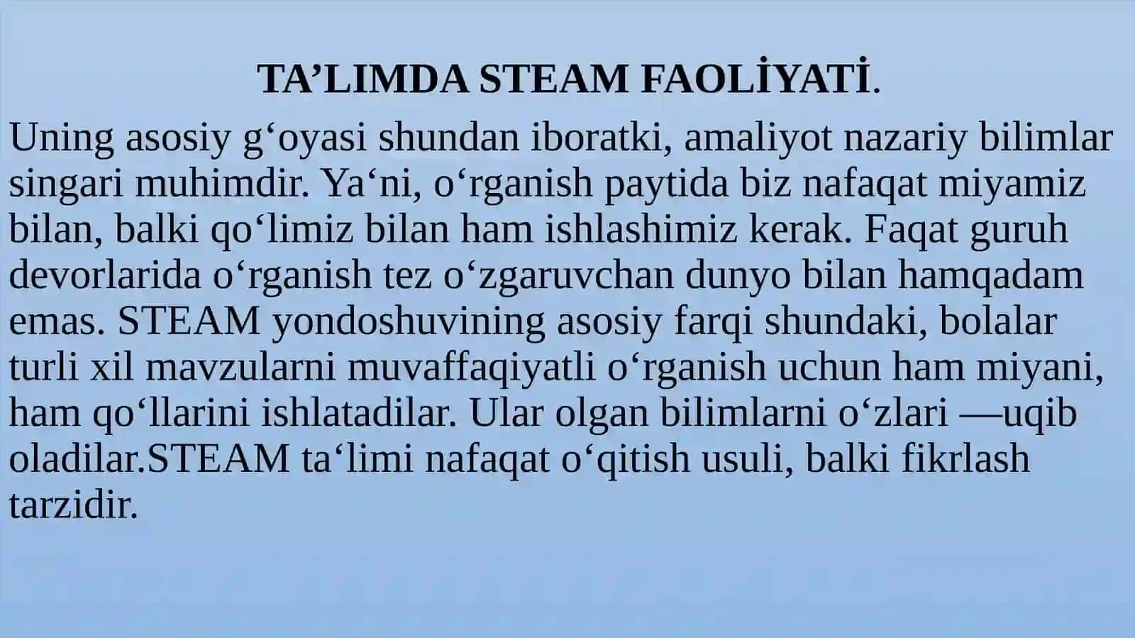 MAVZUTA’LIMDA STEAM TA’LIM TEXNOLOGIYASI 4