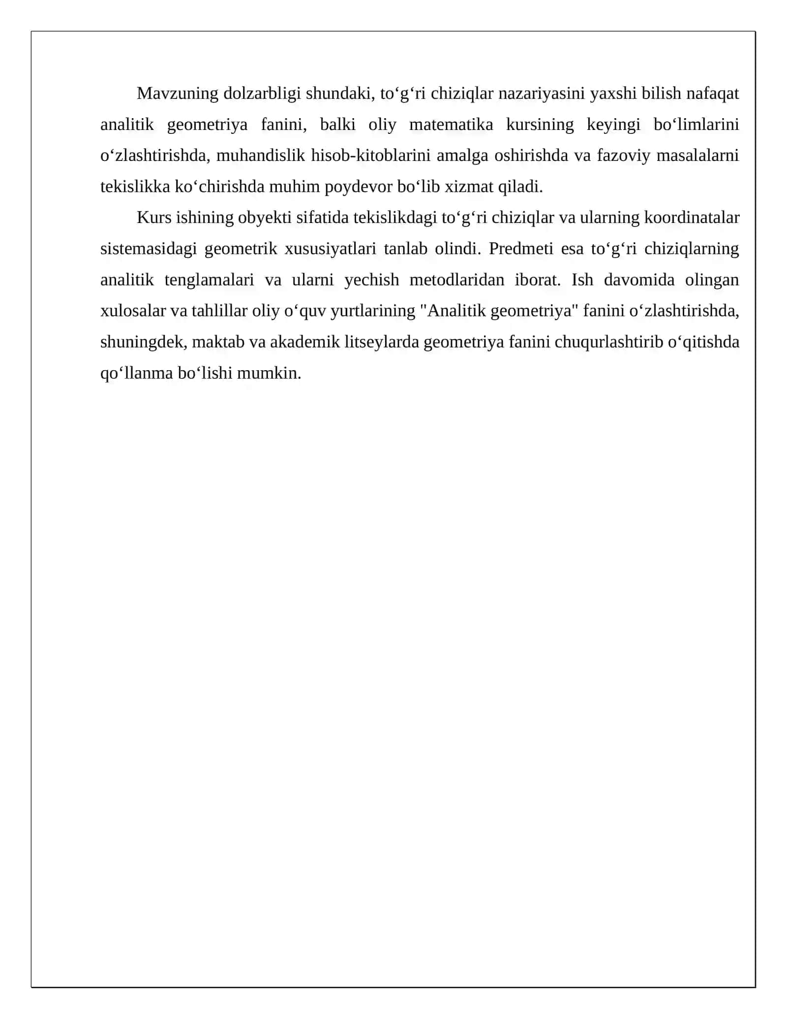 TEKISLIKDA TO‘G‘RI CHIZIQLAR GEOMETRIYASI 4