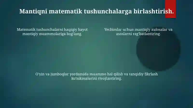 Boshlang’ich sinf matematikada darslarida mantiqiy fikrlashni rivojlantirish 4