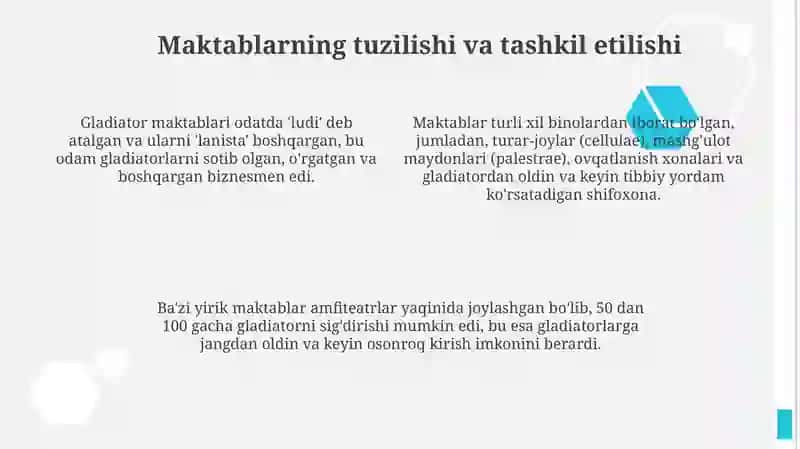 Gladiator maktablarining tashkil etilishi 4