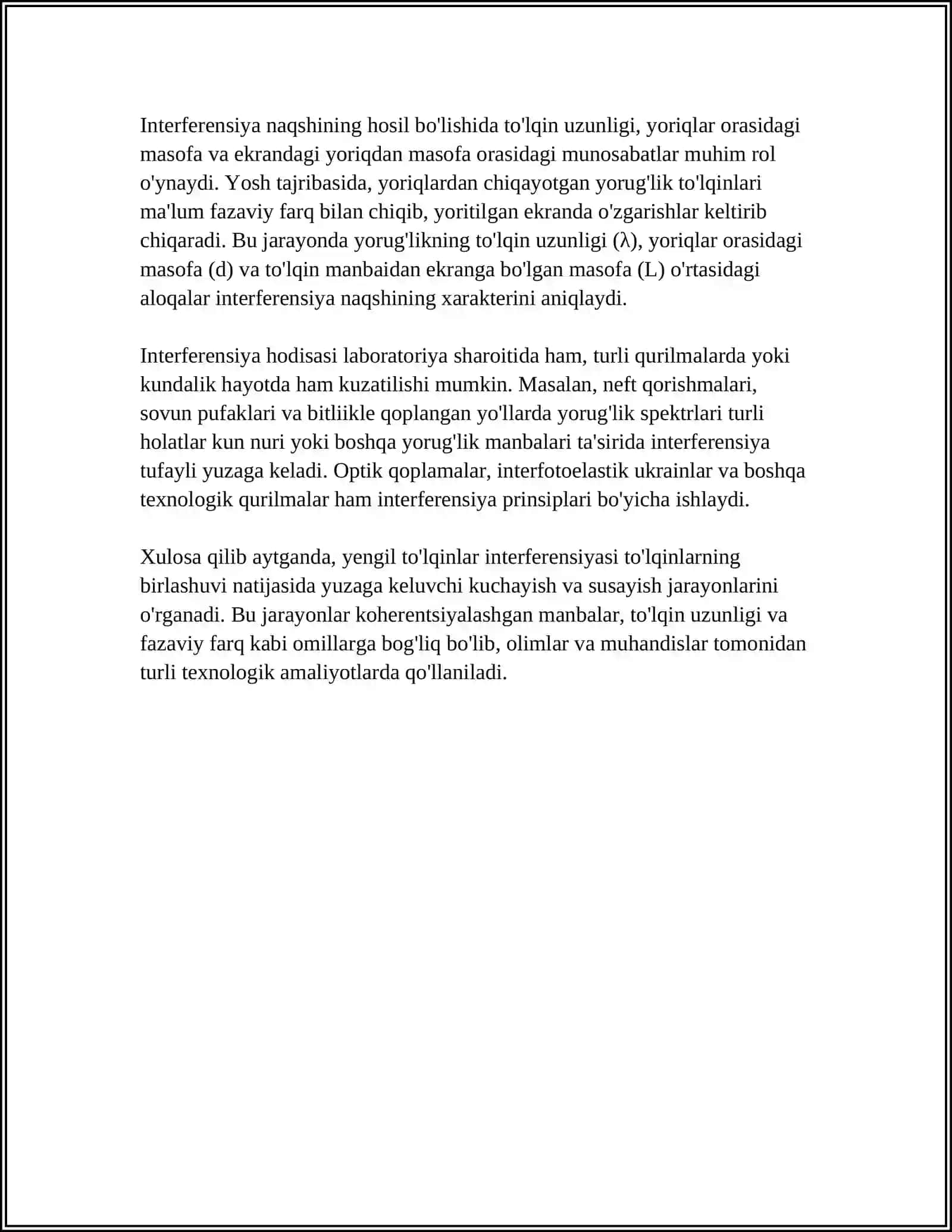 YORUGʻLIK INTERFERENSIYASI 4
