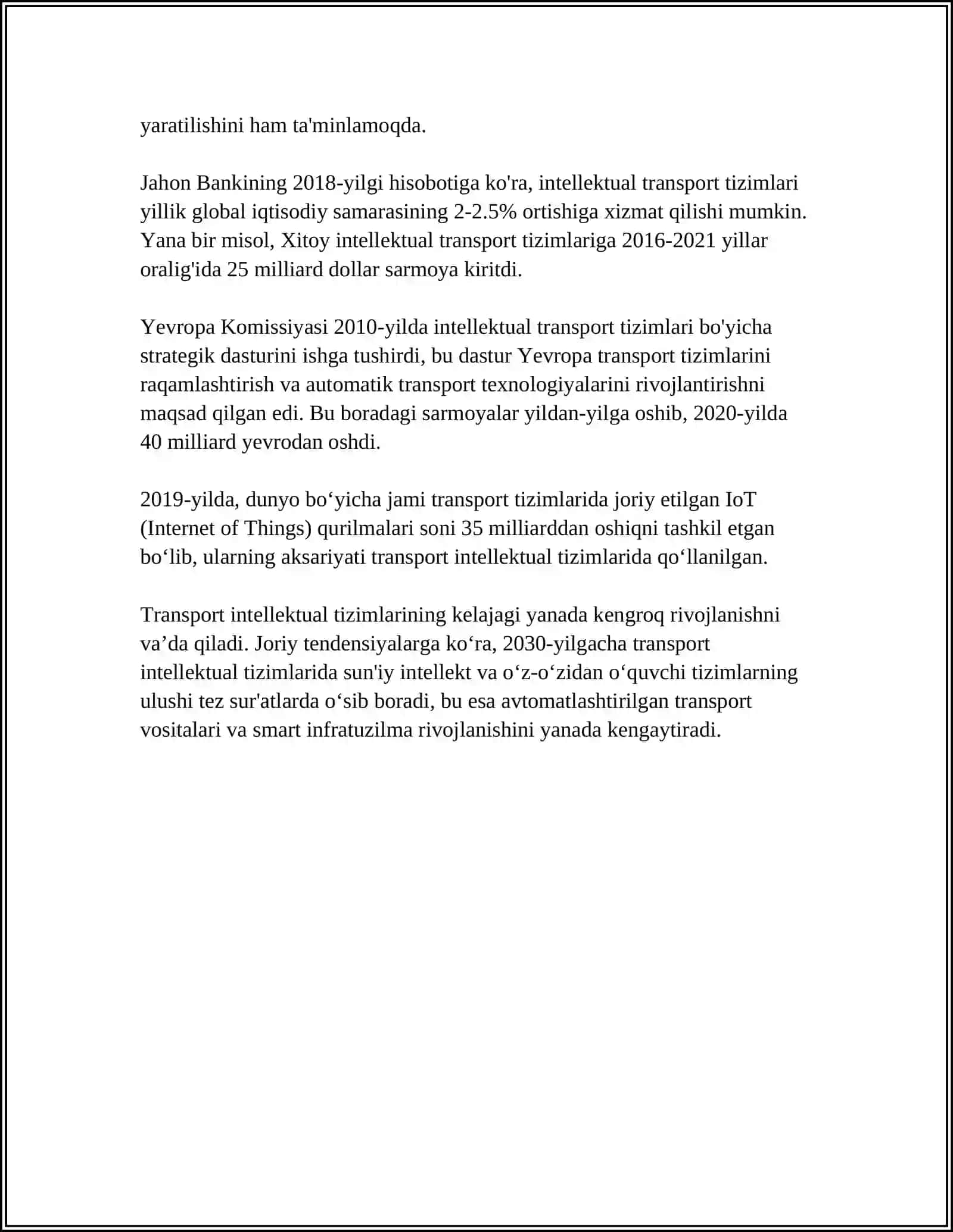 TRANSPORT INTELEKTUAL TIZIMLARINING YARATILISHI, RIVOJLANISH TARIXI 4