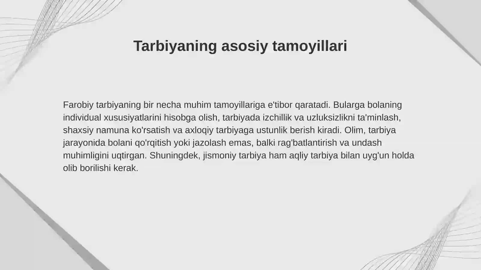 Abu Nasr Farobiyning ta’limiy-tarbiyaviy qarashlari,barkamol avi lodnishakllantirish falsafasi 4