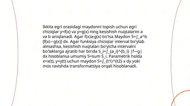 Aniq Integralning Geometric Va Mexanik Tadbiqlari 4