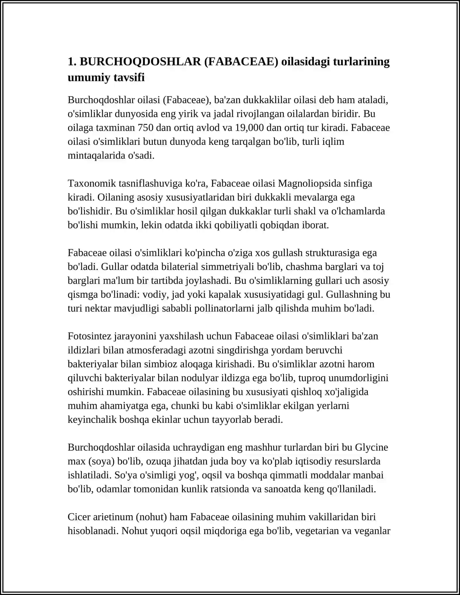BURCHOQDOSHLAR -FABACEAE OILASIDAGI TURLAR BIOLOGIYASI EKOLOGIYASI AREALI VA XALQ XOJALIGIDAGI AHAMIYATI 4