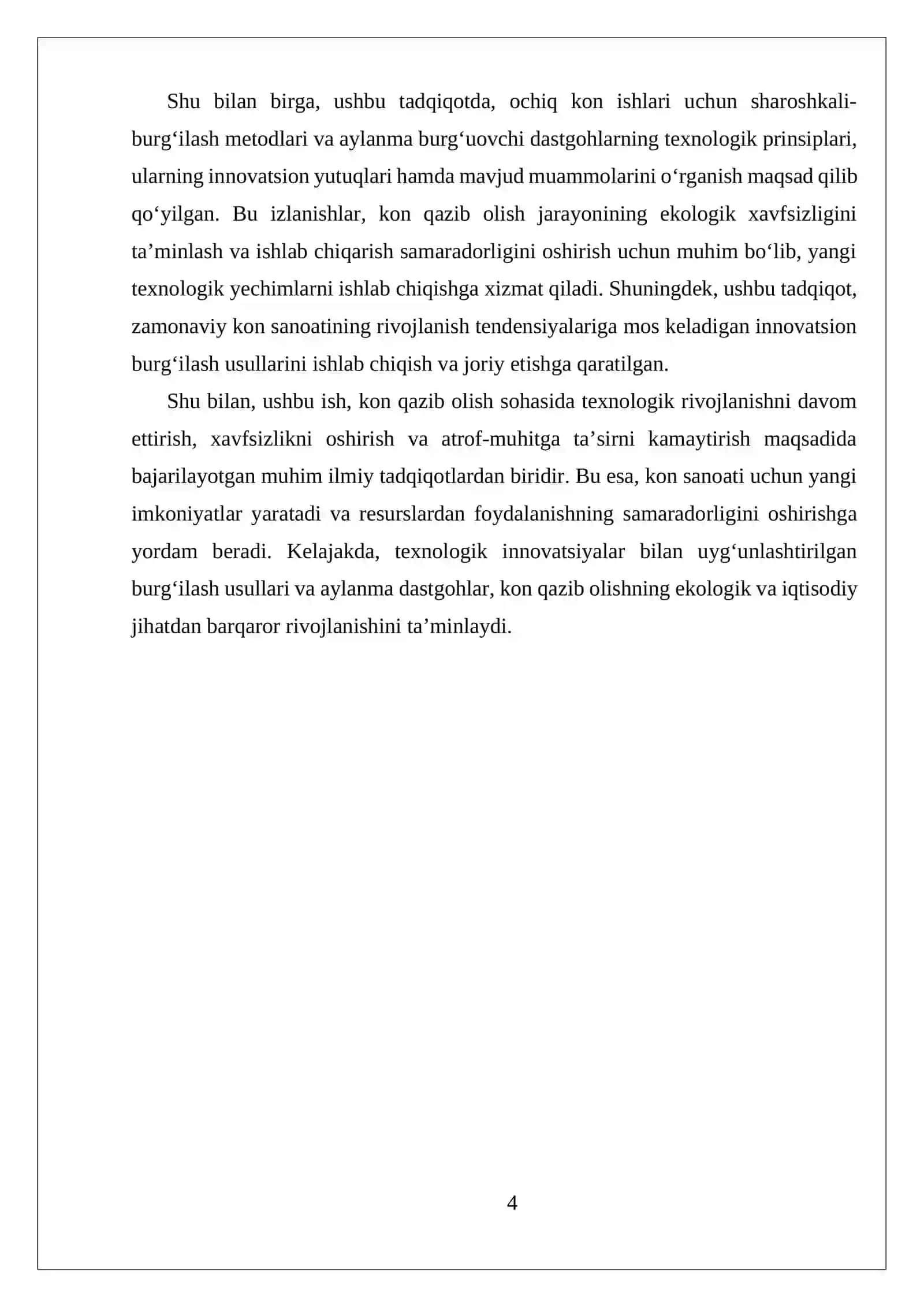 MUSTAQIL ISH YER OSTI USULIDA VA OCHIQ USULDA QAZIB OLISHDA QO'LLANILADIGAN AYLANMA BURG’UOVCHI DASTGOHLAR OCHIQ- KONCHILIK ISHLARI UCHUN: SHAROSHKALI- BURGILASH DASTGOHLARI 4