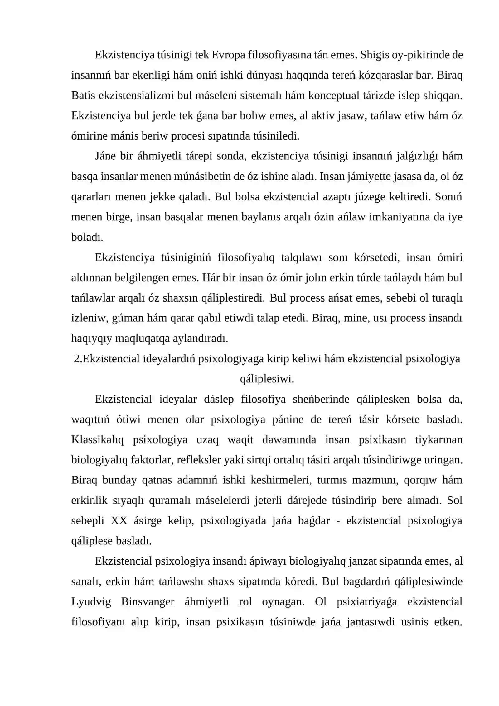 Ekzistenciya túsinigi hám psixologiya menen baylanısı 4