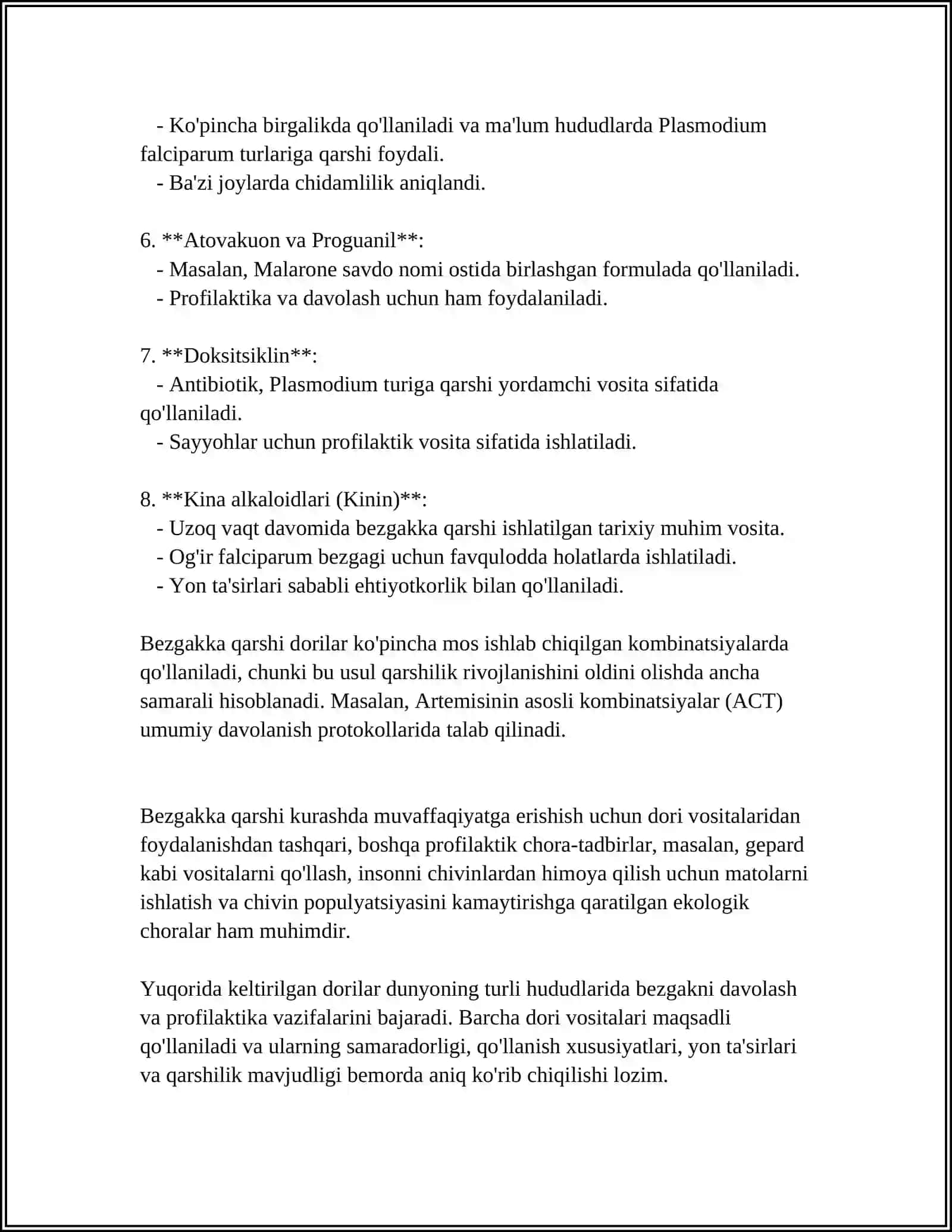 BEZGAKKA QARSHI DORI VOSITALARINI QOʻLLASH TAMOYILLARI 4