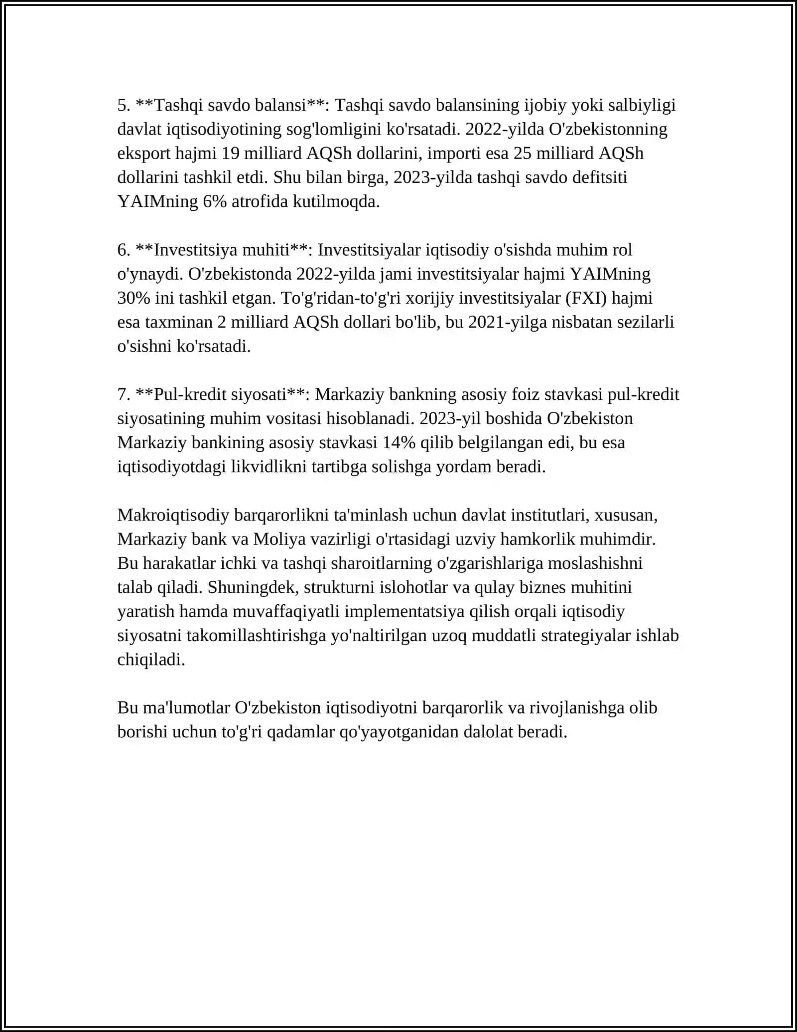 2017-2021 YILLAR OZBEKISTON RESPUBLIKASINI RIVOJLANTIRISHNING BESHTA USTUVOR YONALISHI BOYICHA HARAKATLAR STRATEGIYASIDAGI IQTISODIYOTNI YANADA RIVOJLANTIRISH VA LIBERALLASHTIRISHGA YONALTIRILGAN USTUVOR VAZIFALAR MAZMUNI VA MOHIYATI 4
