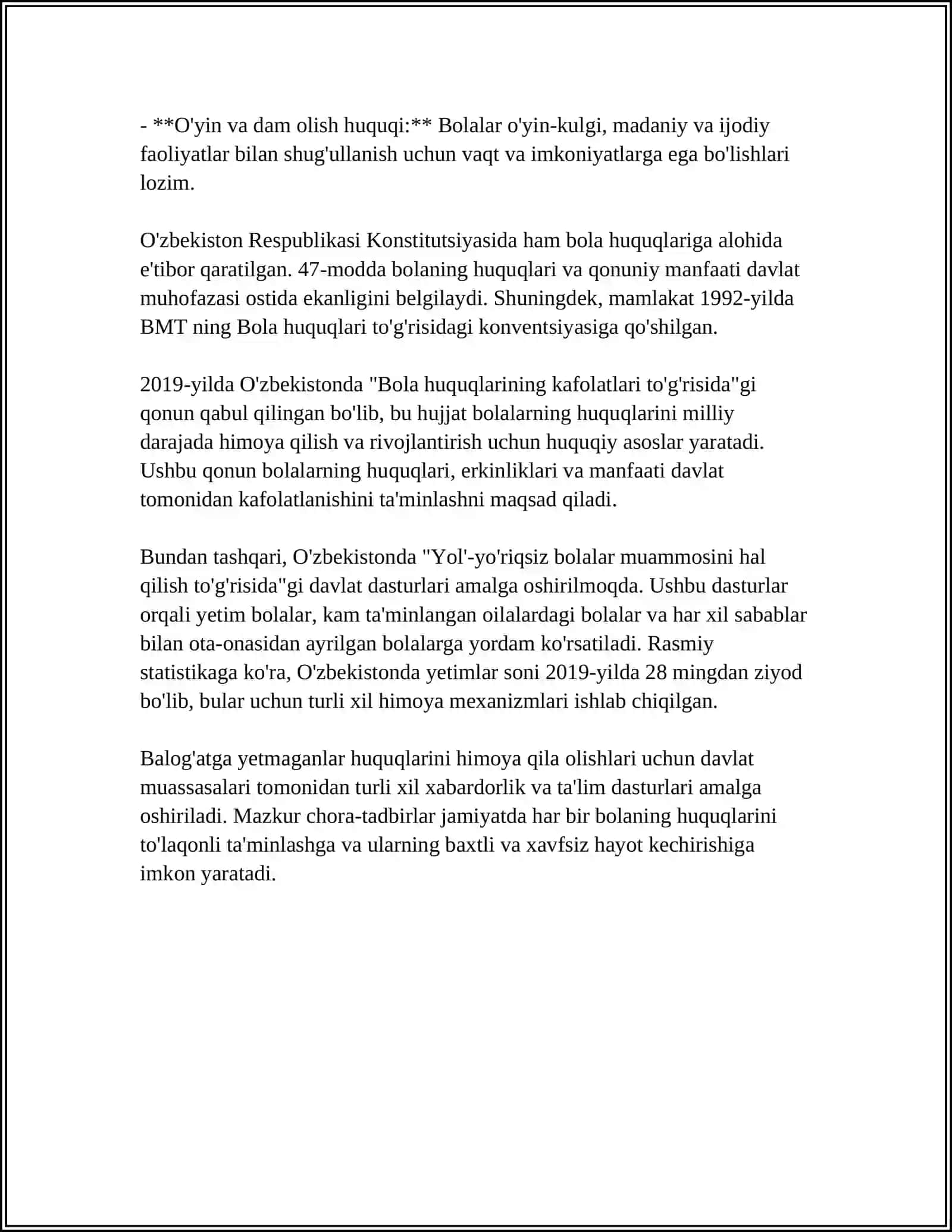 BOLA XUQUQLARI TOʻGʻRISIDAGI QONUN 4
