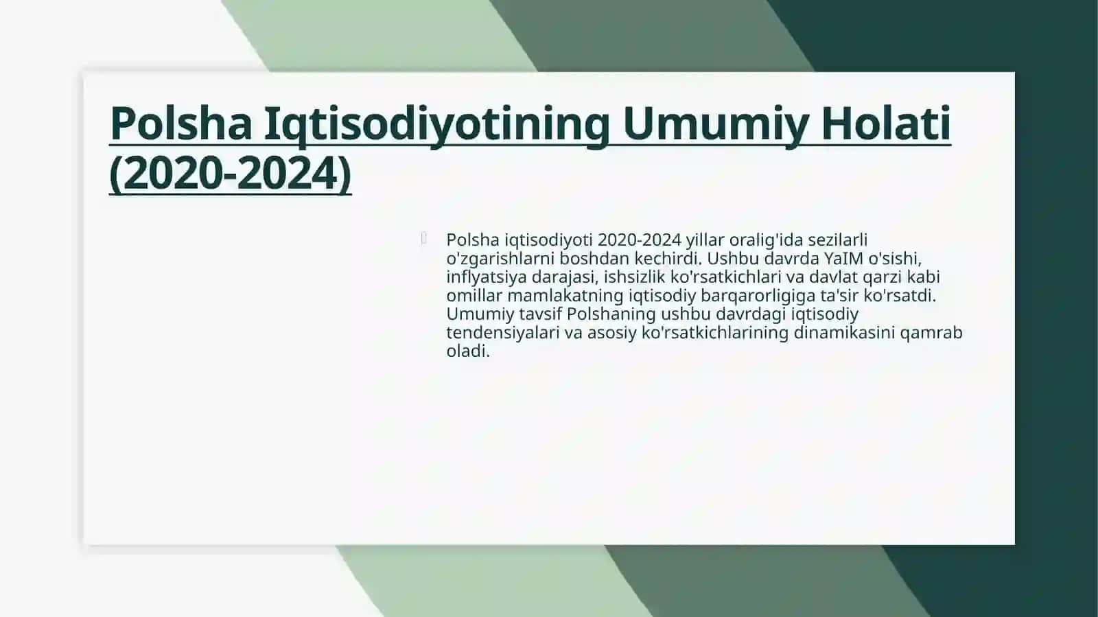 Polsha Iqtisodiyoti: 2020-2024 Umumiy Tavsifi 4