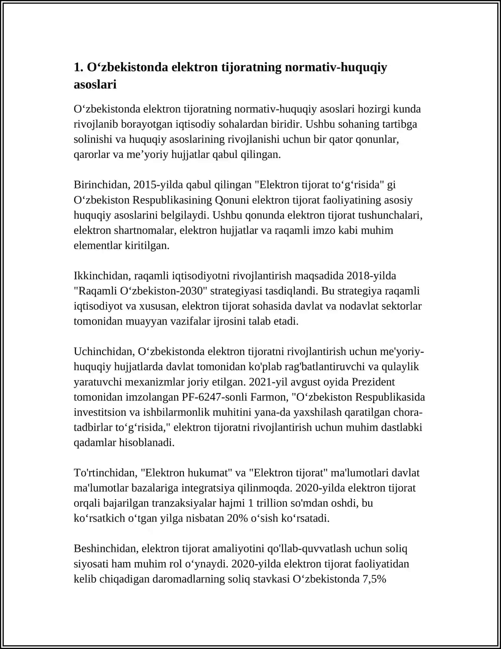 Oʻzbekistonda elektron tijoratning normativ-huquqiy asoslari 4