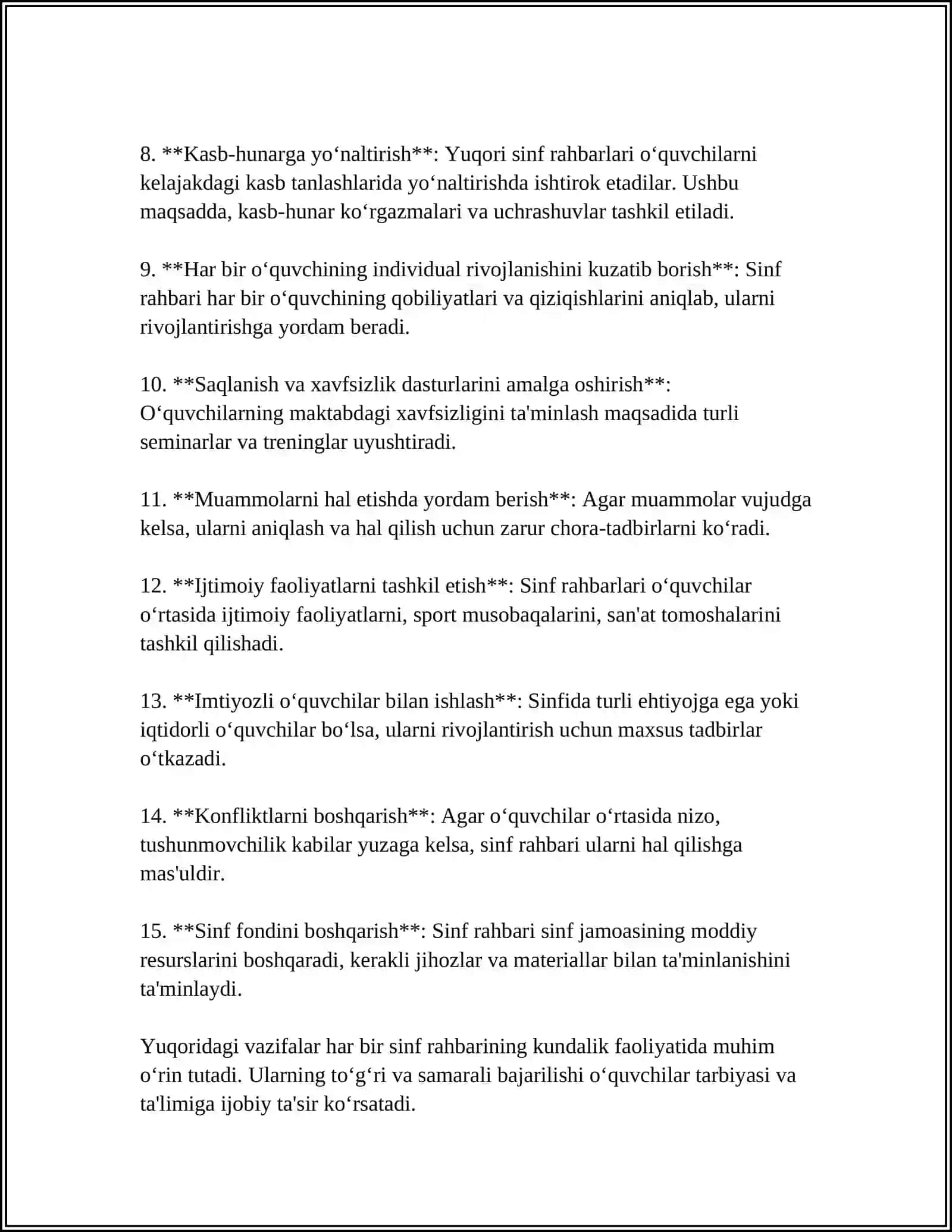 SINF RAHBARINING ISHINI REJALASHTIRISH METODIKASI 4