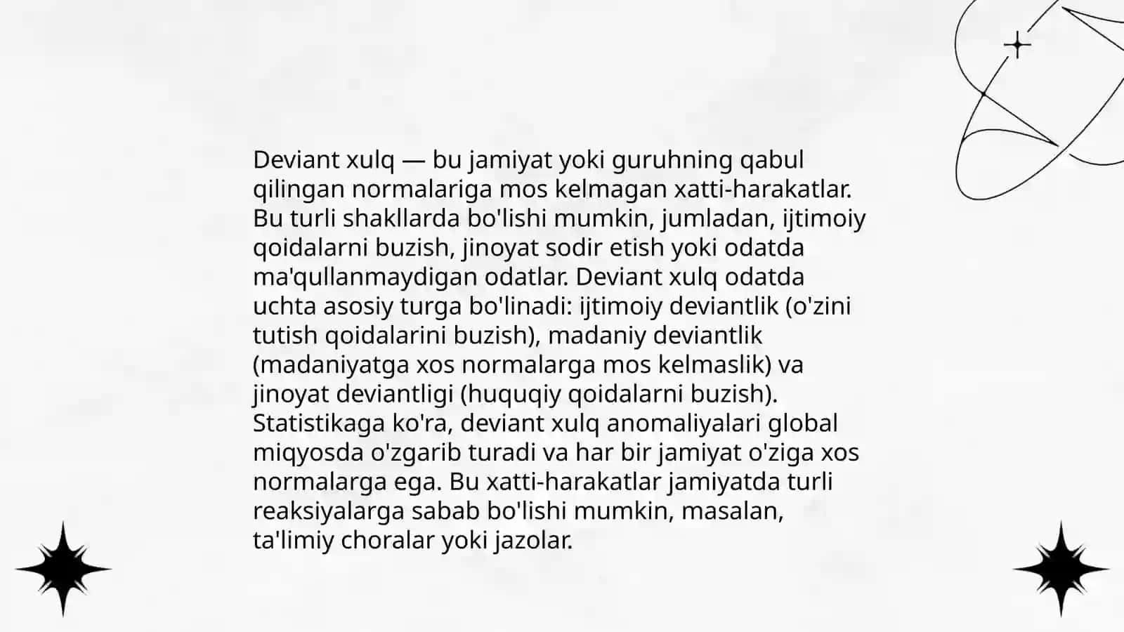 Me’yordan og’ish va deviant xulq 4