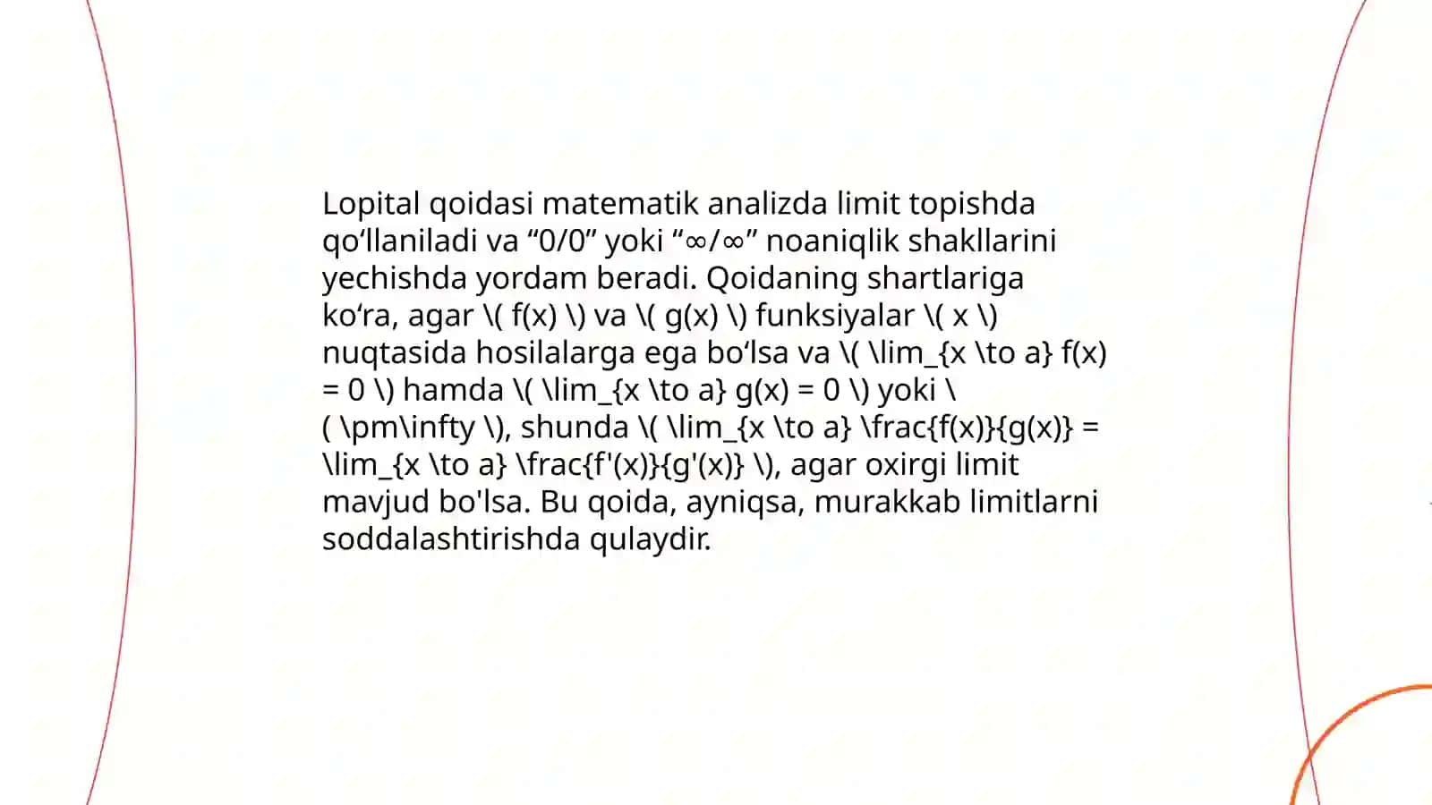 Lopitalning 2-qoidasi 4