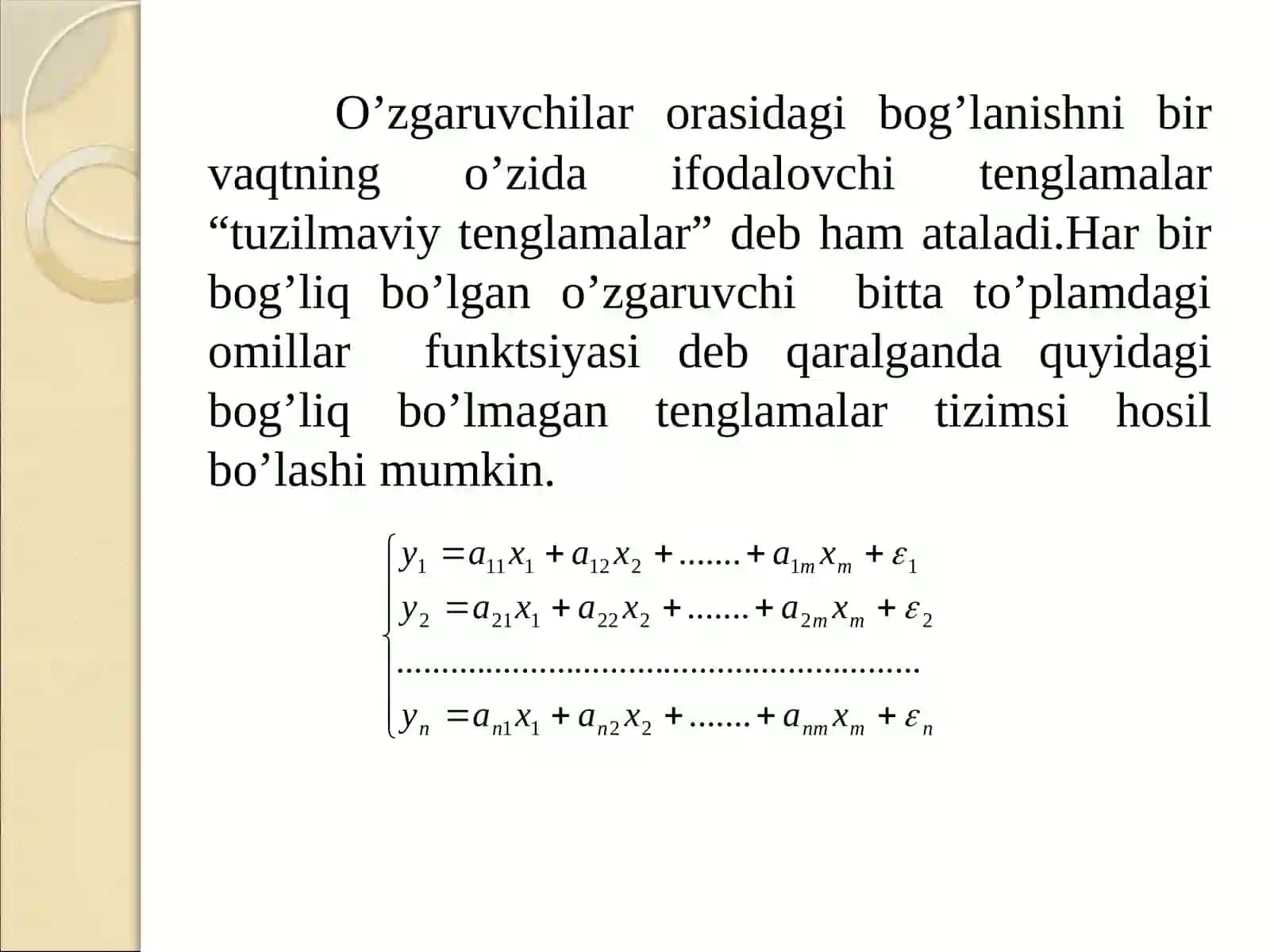 Tenglamalar tizimi ko’rinishidagi ekonometrik modellar 4