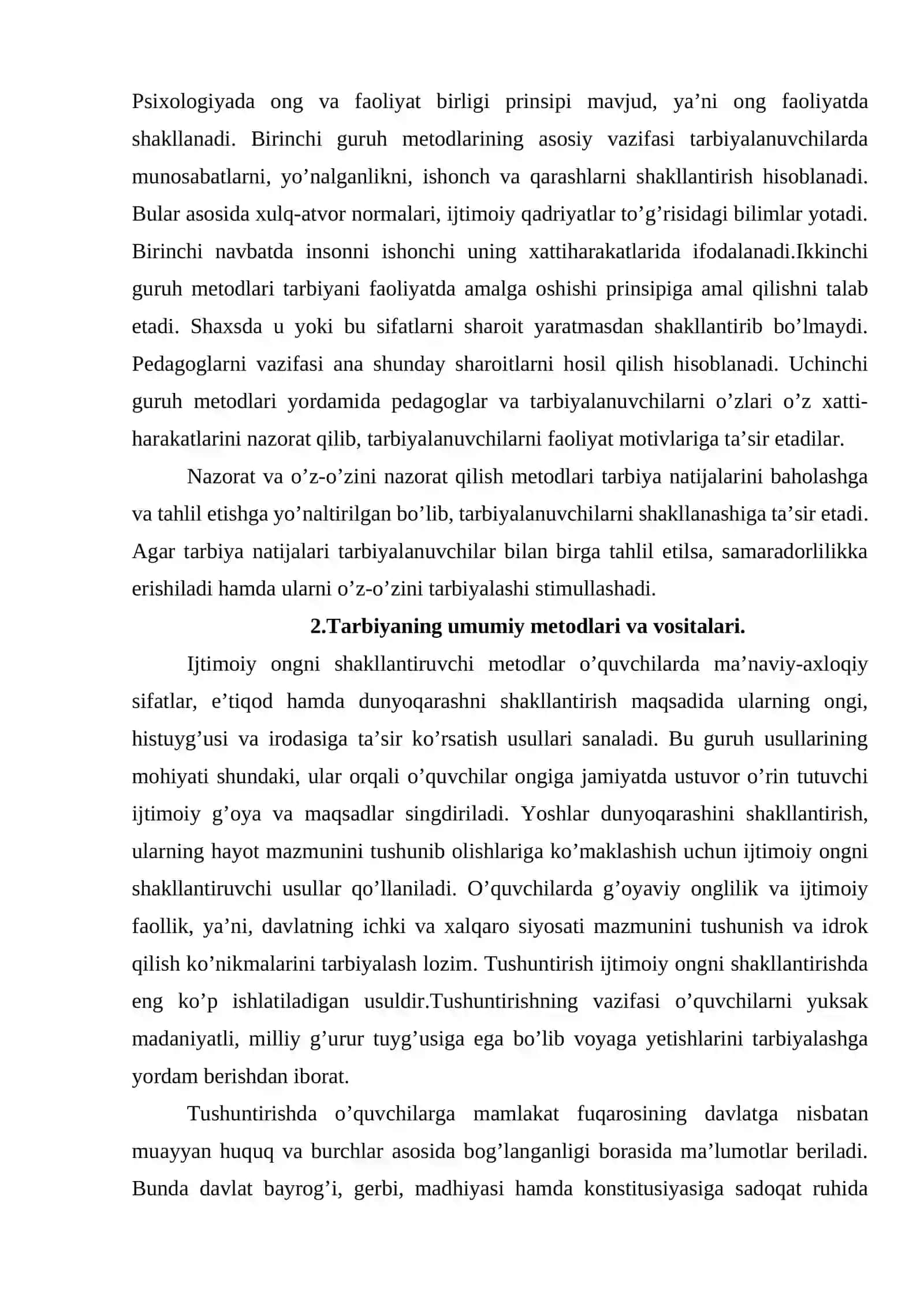 Zamonaviy pedagogikada tarbiya metodlari va shakllari. Oila tarbiyasi asoslari 4