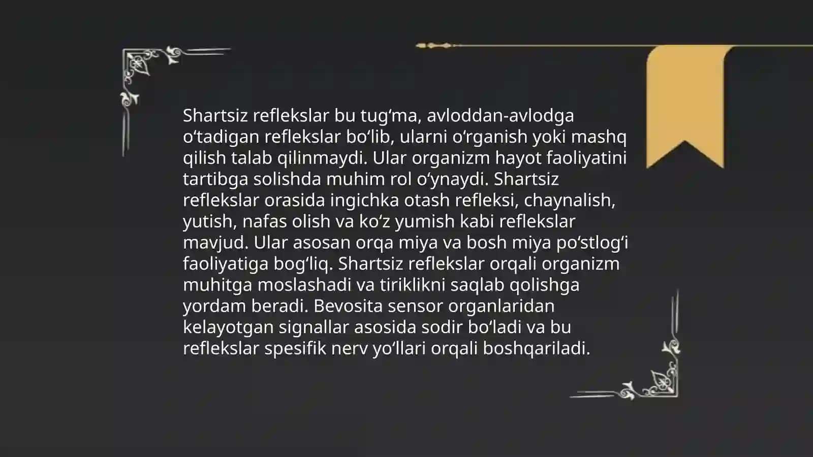 Shartli va shartsiz reflekslar 4