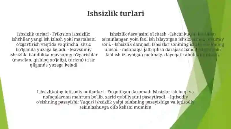 IshsizlikDarajasining OʻLchanishi. IshsizlikningIqtisodiyOqibatlari 4