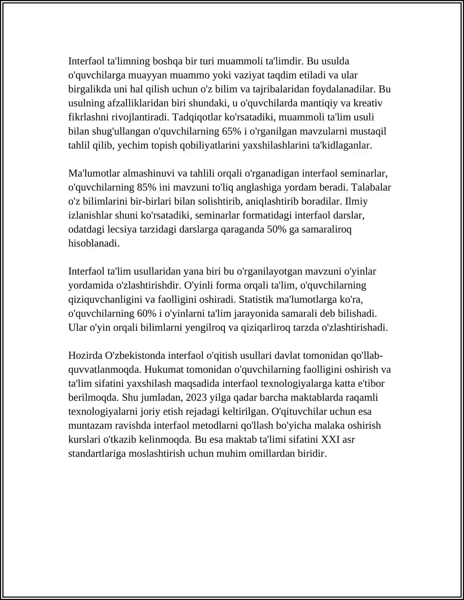 Interfaol o'qitish usullari 4