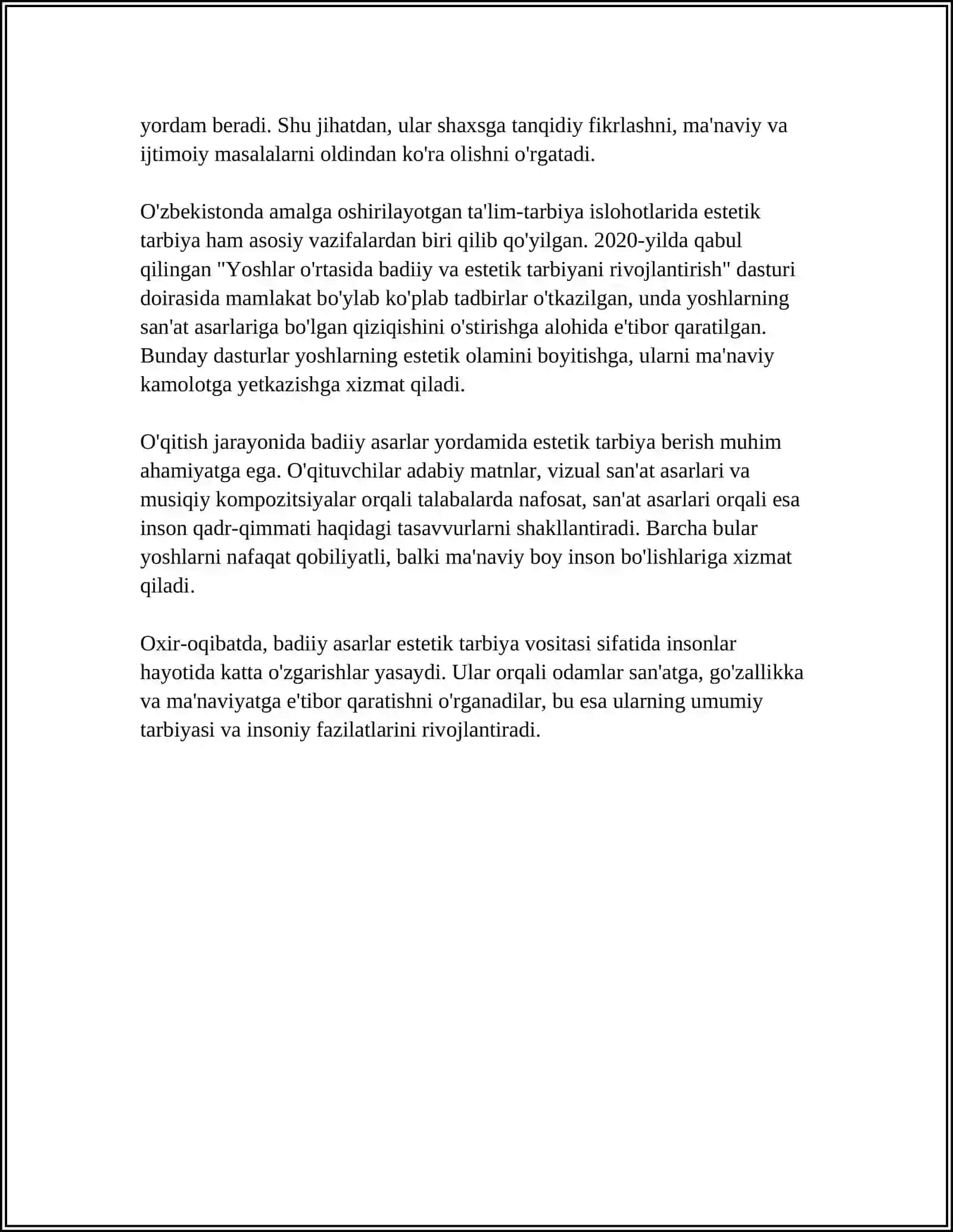 DUNYONI ESTETIK IDROK ETISHDA BADIIY ASARLARNING AHAMIYATI 4