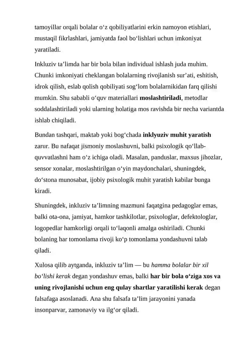 Imkoniyati cheklangan bolalarni inkluziv ta'lim va tarbiyalash konsepsiyasi 4