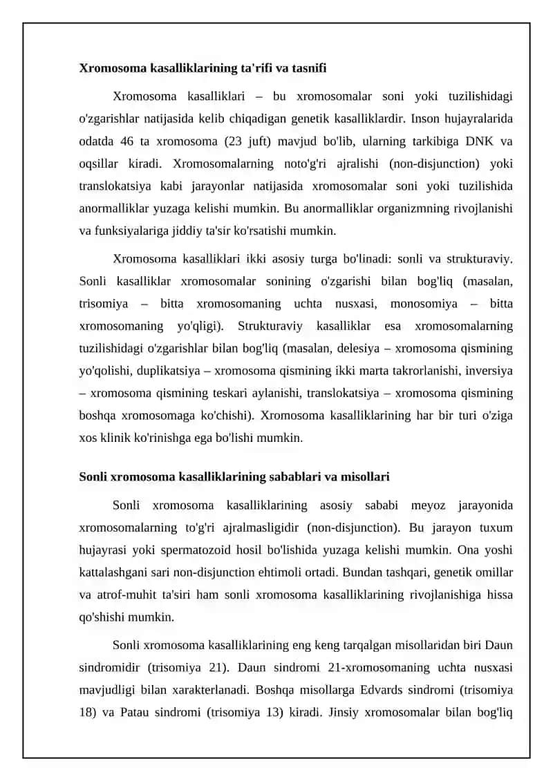 Xromosoma va genetik kasalliklar: Ta'riflar, turlari va sabablari 4
