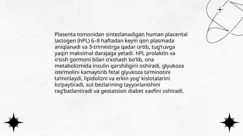 Platsenta, jigar, Yuraklarning endokrin faoliyati 4
