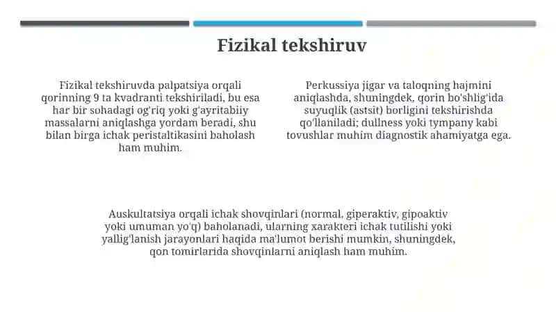 Ovqat hazm qilish azolari kasalliklarini tekshirish usullari 4