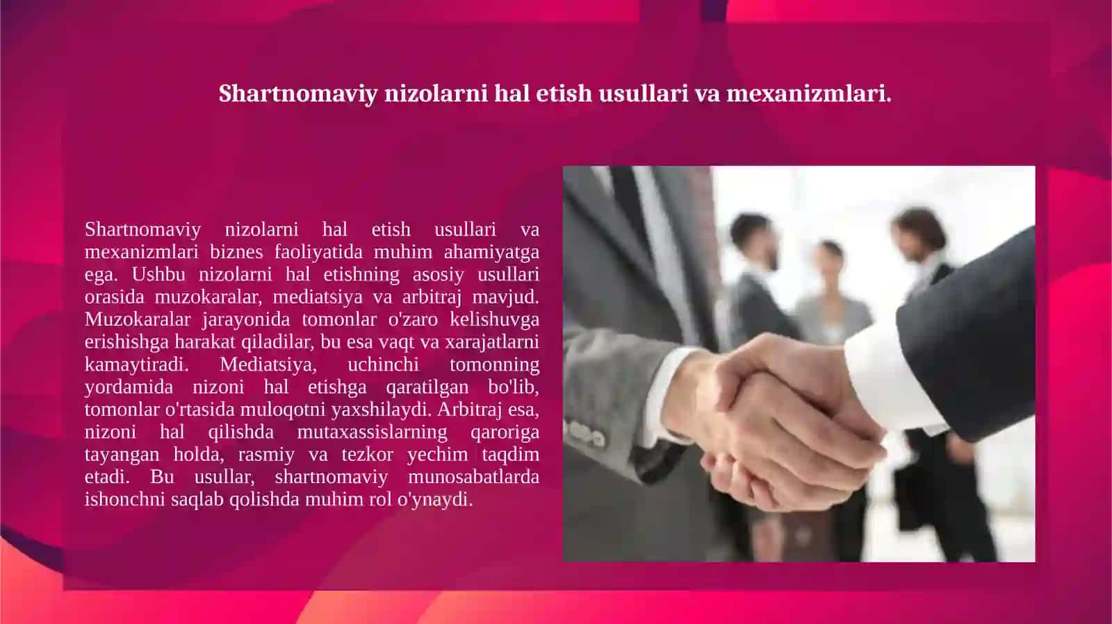 Biznes faolitatida shartnomaviy munosabatlarning asosiy tamoilari 4
