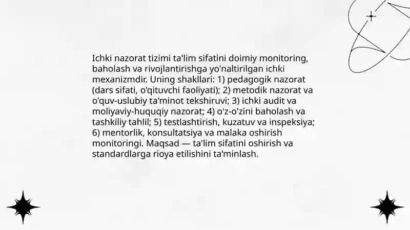 Ta'lim sifatini nazorat qilish va uning turlari 4