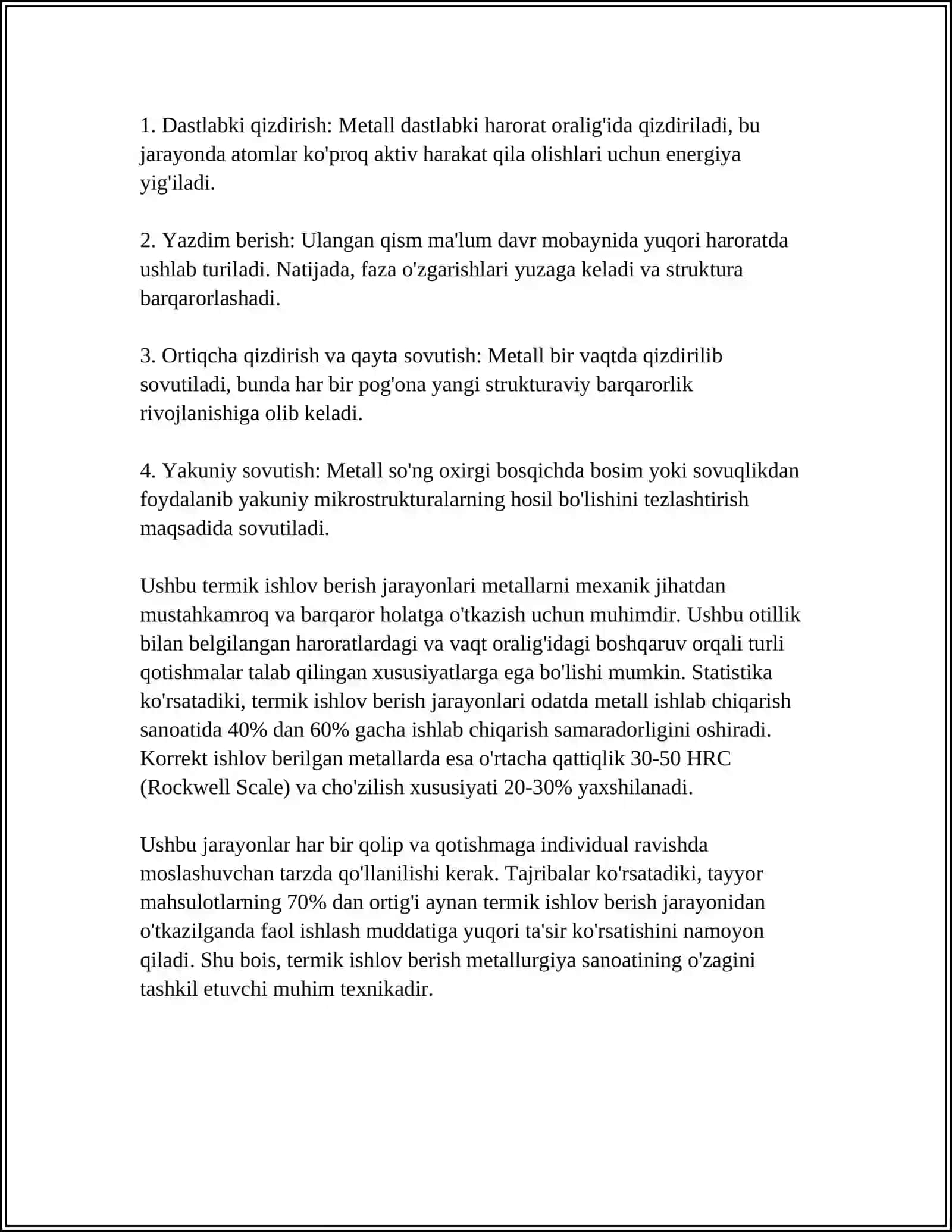 BIR VA POG’ANALI TERMIK ISHLOV BERISH YÕLI BILAN SITTALLAR OLISH USULLARINI ÕRGANISH VA TAHLIL QILISH 4