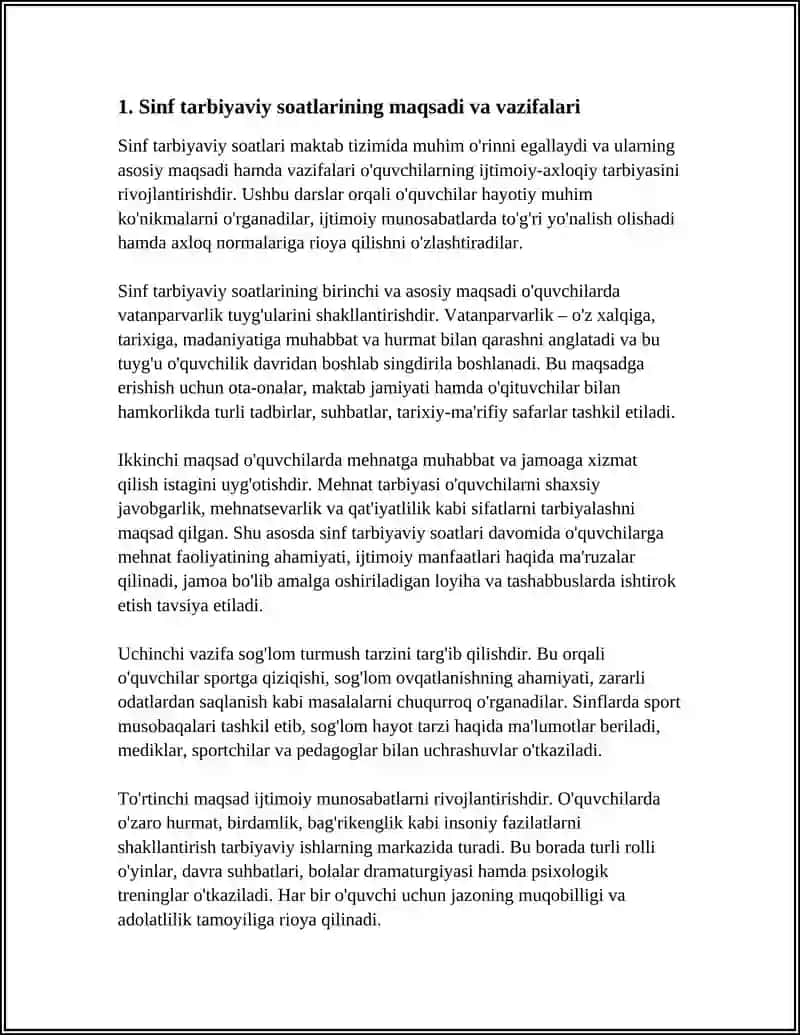 BOSHLANGʻICH TAʼLIMDA SINF TARBIYAVIY SOATLAR OʻTKAZISH TARTIBI 4