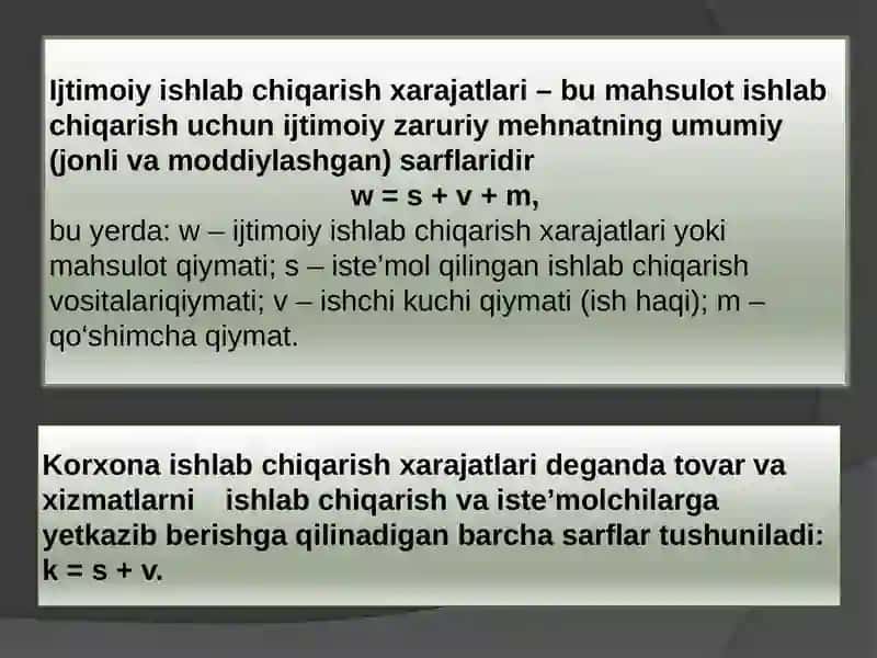 Ishlabchiqarish va xarajatlarini tahlili 4
