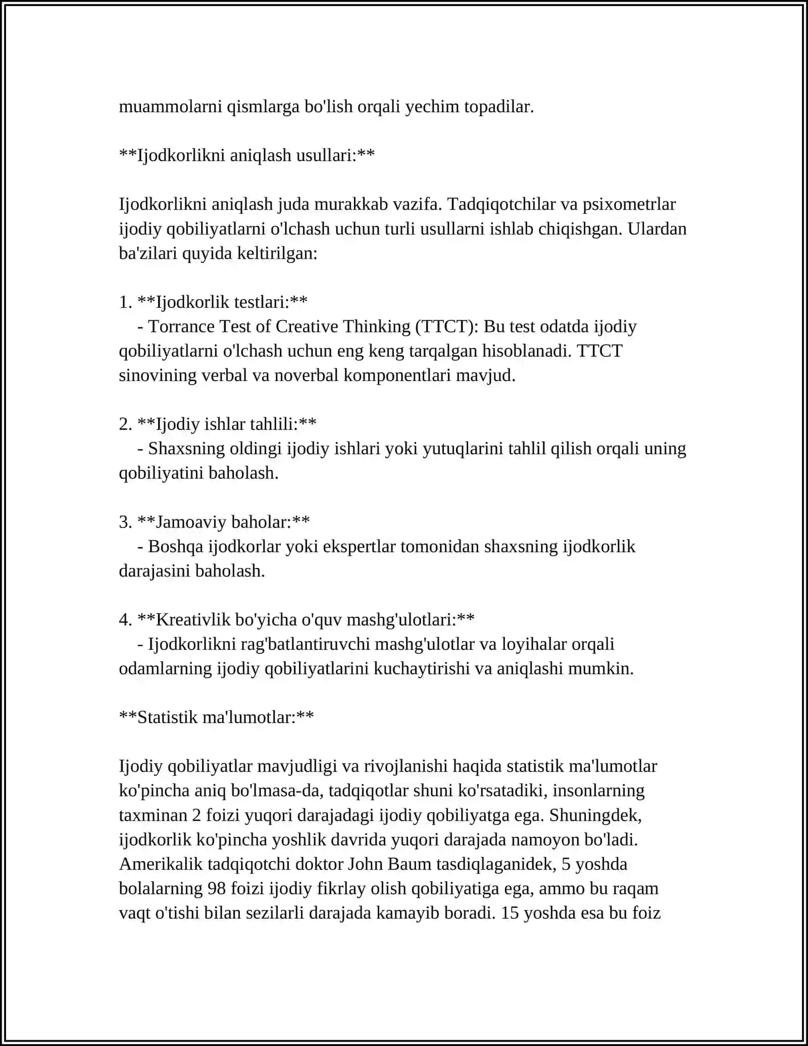 MAKTABGACHA YOSHDAGI BOLALARNI IJODIY QOBILYATLARINI ANIQLASH METODLARI (GLOSSARIY TUZISH) 4