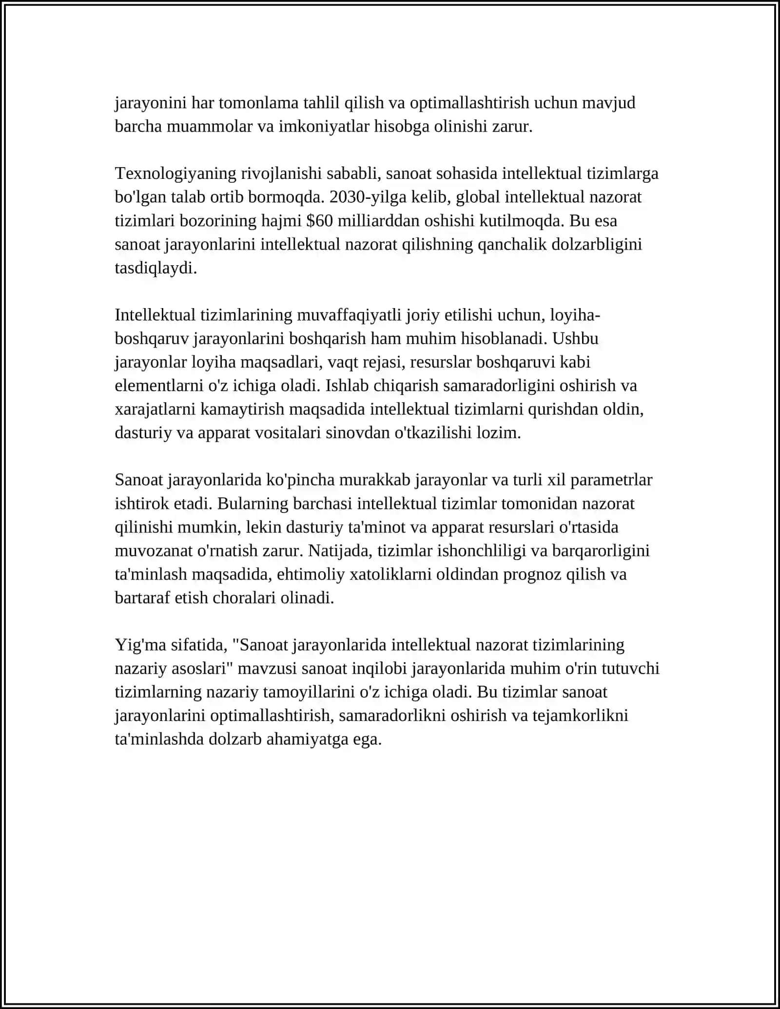 Sanoat jarayonlarida intellektual nazorat tizimlarining nazariy asoslari 4