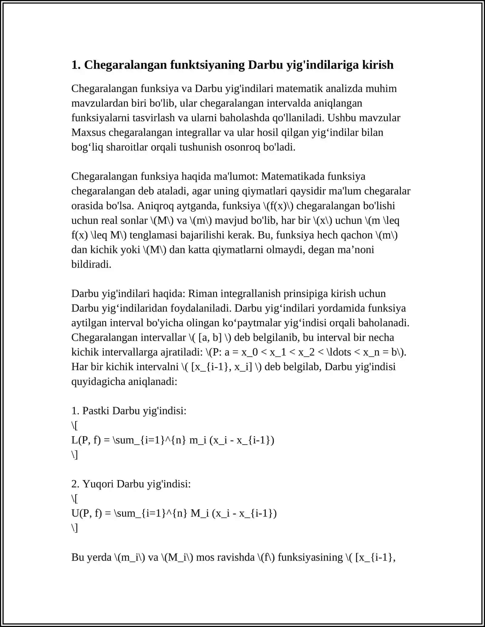 CHEGARALANMAGA FUNKSIYANING HOSMAS INTEGRALLARINI HISOBLASH 4