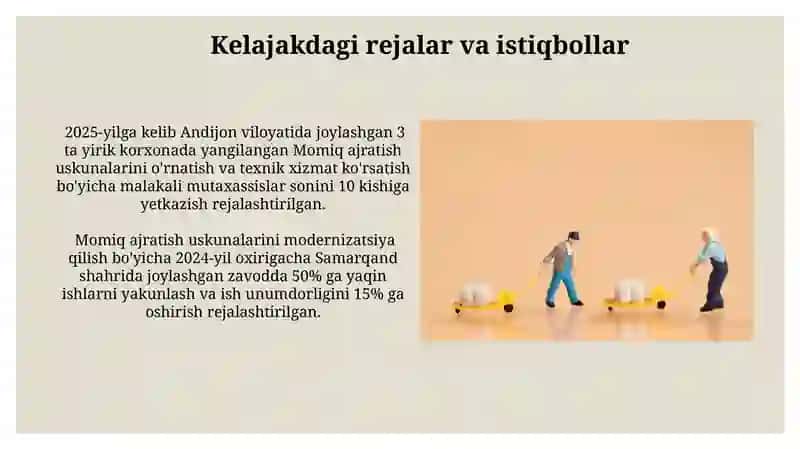 Momiq ajratish uskunalarini takomillashtirish bo'yicha olib borilayotgan ishlar 4