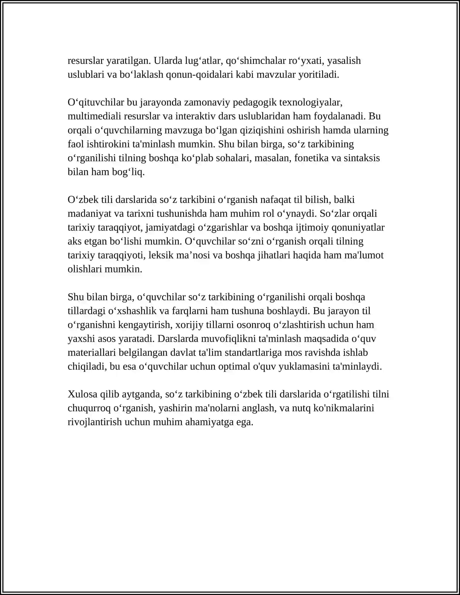 SOʻZ TARKIBINI PEDAGOGIK TEXNOLOGIYALARNI OʻRGANISHDA QOʻLLASH 4