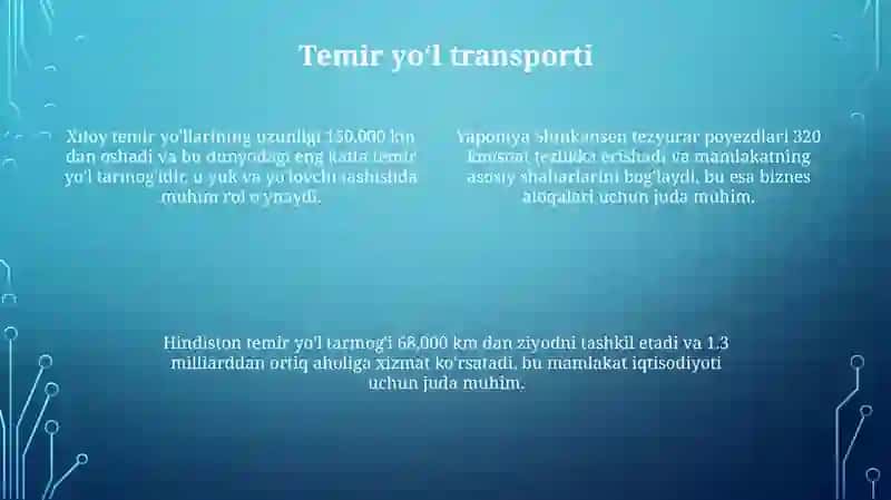 Osiyo mamlakatlarining transporti 4