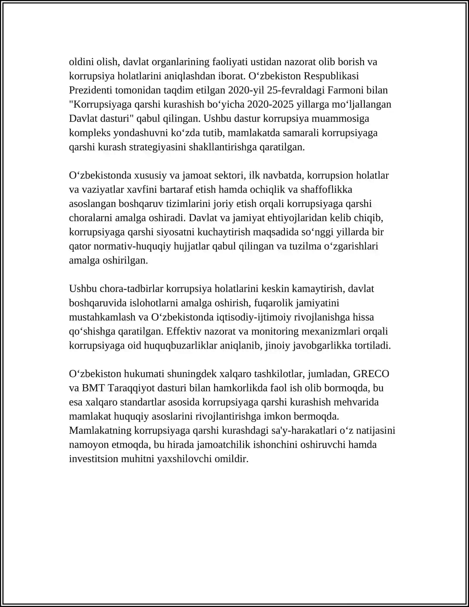 O'ZBEKISTONDA KORRUPSIYAGA QARSHI KURASH MEXANIZMLARI 4