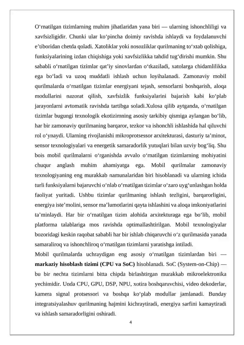 MOBIL QURILMALARDA O’RNATILGAN TIZIMLARNING QO’LLANILISHI 4
