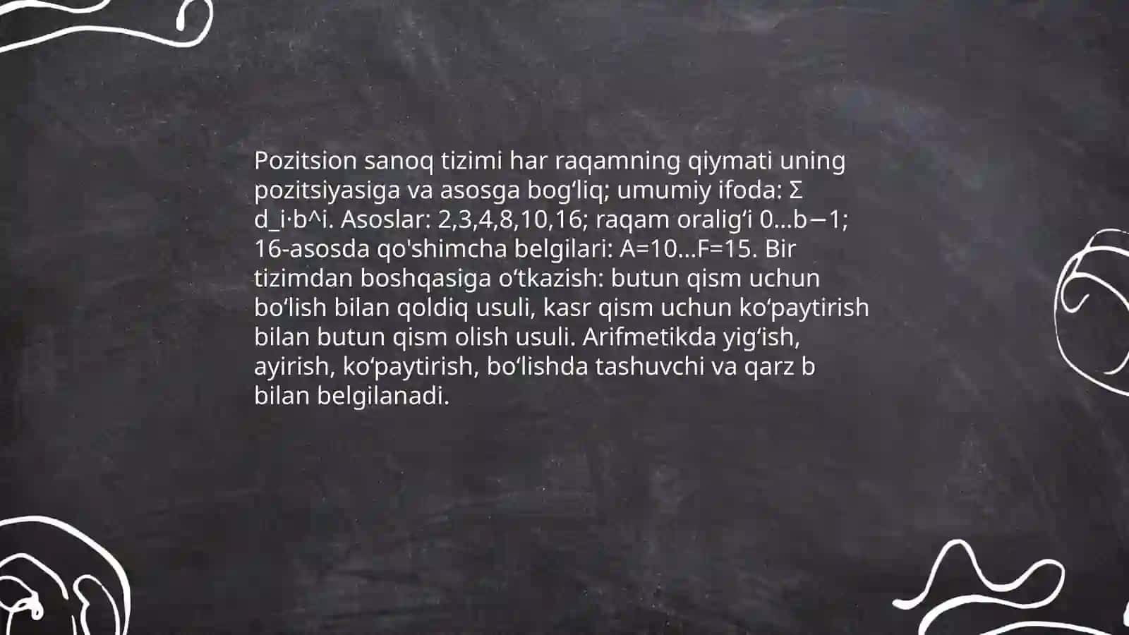 O‘ndan farqli pozitsion sanoq sistemalari 4