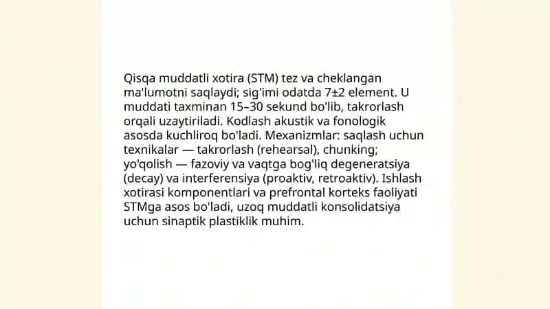 Sensor xotira va uning jarayonlari 4
