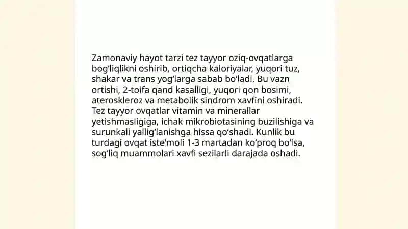 Oqilona ovqatlanish - zamonaviy dolzarb muammo ekanligi 4
