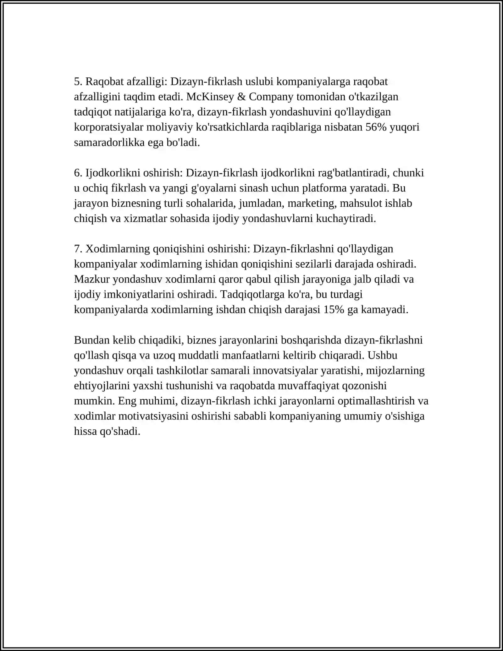 BIZNES JARAYONLARINI BOSHQARISHDA FIKRLASH-DIZAYNINING XUSUSIYATLARI 4